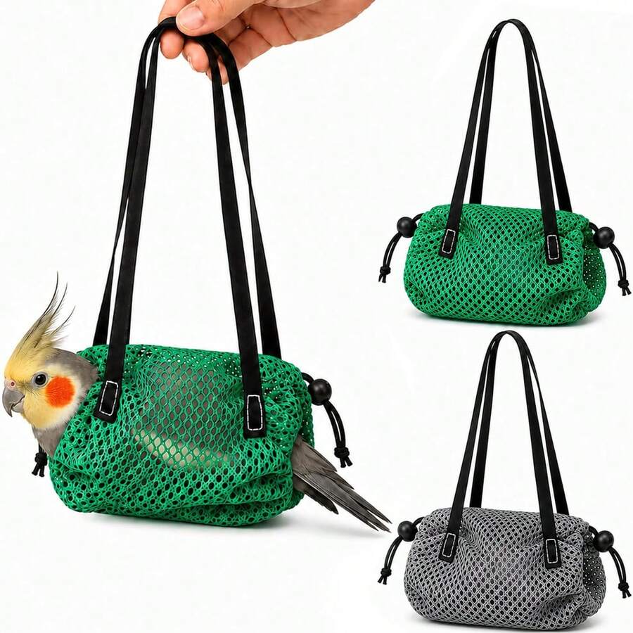 Portable Bird Transport Bag, Comfortable Fit Parrot Travel Bag, Adjustable Neck Opening, Breathable Mesh Anti-Escape Transport Bag, Suitable For Conures, Lovebirds, Cockatiels, Budgies - Multicolor - View 1