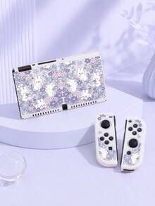 1pc Purple Floral Cute Rabbit Cartoon Style Switch Protective Case, Compatible With Switch 2 (2025)/Switch OLED/Switch, Made Of Soft TPU Material, No Disassembly Required, Anti-Drop Anti-Dust, Multiple Colors Available, Best Gift Compatible With Switch Players - View 5