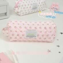 1pc Cute Multi-Compartment Stationery Storage Bag, Beige Polka Dot Design, Suitable For Students Classroom Learning, Back To School, First Day Of School - Multicolor - View 11