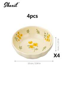 1/2/4/6/8pcs Cute Floral Ceramic Condiment Bowls, 3.9 Inch Flower Shaped Dipping Sauce Dishes, Small Yellow Floral Bowls Suitable For Sauces, Snacks, Desserts, Home Kitchen, Parties And Daily Tableware - Dipping Dishes - View 10