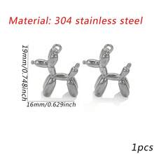 1/4pcs 3D Balloon Dog Stainless Steel Pendant, Non-Fading Metal Animal Charm, DIY Jewelry Making Bracelet Necklace Accessory - Dog Pendant - View 13