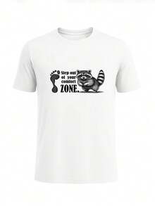 Men Abstract Art Print T-Shirt Soft Cotton Tee - 白色 - 查看 1