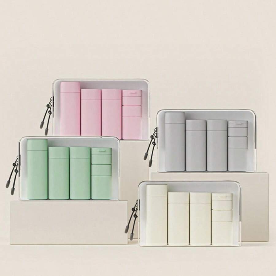 6pcs/Set 15ml/50ml/80ml/100ml Nordic Color Cosmetic Dispenser Bottle Set Travel Shampoo Lotion Body Wash Face Cream Empty Bottles