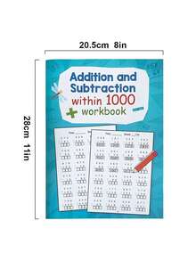 1 Book 32 Pages Addition Subtraction Multiplication Division Practice Book Within 1000, Math Learning Workbook, Math Activity Worksheet - Multicolor - View 4