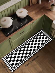 Vintage Black & White Checkerboard Pattern 3.5mm Kitchen Rug, Absorbent Non-Slip Cuttable, Entryway Mat Indoor Bathroom Mat, Covers Kitchen Bathroom Entrance Laundry Room Outdoor Garden - Multicolor - View 15