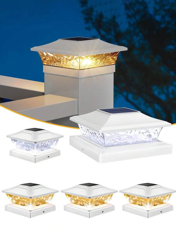 1PC Solar Powered Outdoor Pillar Light LED Modern Waterproof Villa/Garden/Gate Pillar Light Decoration Home Decor Outdoor Decoration Solar Garden Decoration Light Solar Garden Pillar Cap Light