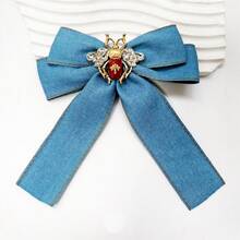 1pc Handmade Women's Insect Design Denim Bow Tie, Campus Style, Perfect Gift, Essential For Party, Gathering, Dance - Blue - View 6