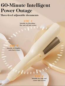 HYUNDAI Electric Egg Curling Iron, Ceramic Curling Wand, 3 Heat Settings, Portable Heating Curling Iron - Beige - View 7