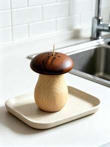 1pc Mushroom Toothpick Holder, Multifunctional Portable Walnut Wood Solid Toothpick Box, Creative Cute Adjustable Detachable Cartoon Acorn Toothpick Can, Portable Minimalist Toothpick Storage Box, Premium Floss Toothpick Bucket, New Creative Storage Box, Light Luxury Premium Home Daily Use - Multicolor - View 12