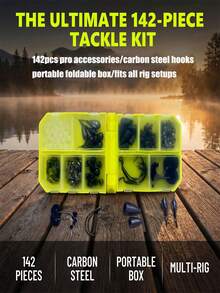 GOTURE 1 Set Folding Small Box Fishing Gear Accessories Kit - Carbon Steel + PVC Material, Glow-In-The-Dark Black & Yellow Color, Portable Storage Box, Suitable For Lakes And Rivers - Universal Curved Mouth Lure Design, Suitable For Bass/Black Bass - Multicolor - View 3