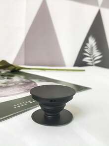Minimalist Solid Color Round Telescopic Air Cushion Phone Stand, Commute Selfie Binge-Watching Slouchy Stand, High Cost-Performance Telescopic Stable Anti-Slip, Compatible With Apple And Android All Models, Summer Small Gift, Niche Thoughtful Gift For Girls - Black - View 6