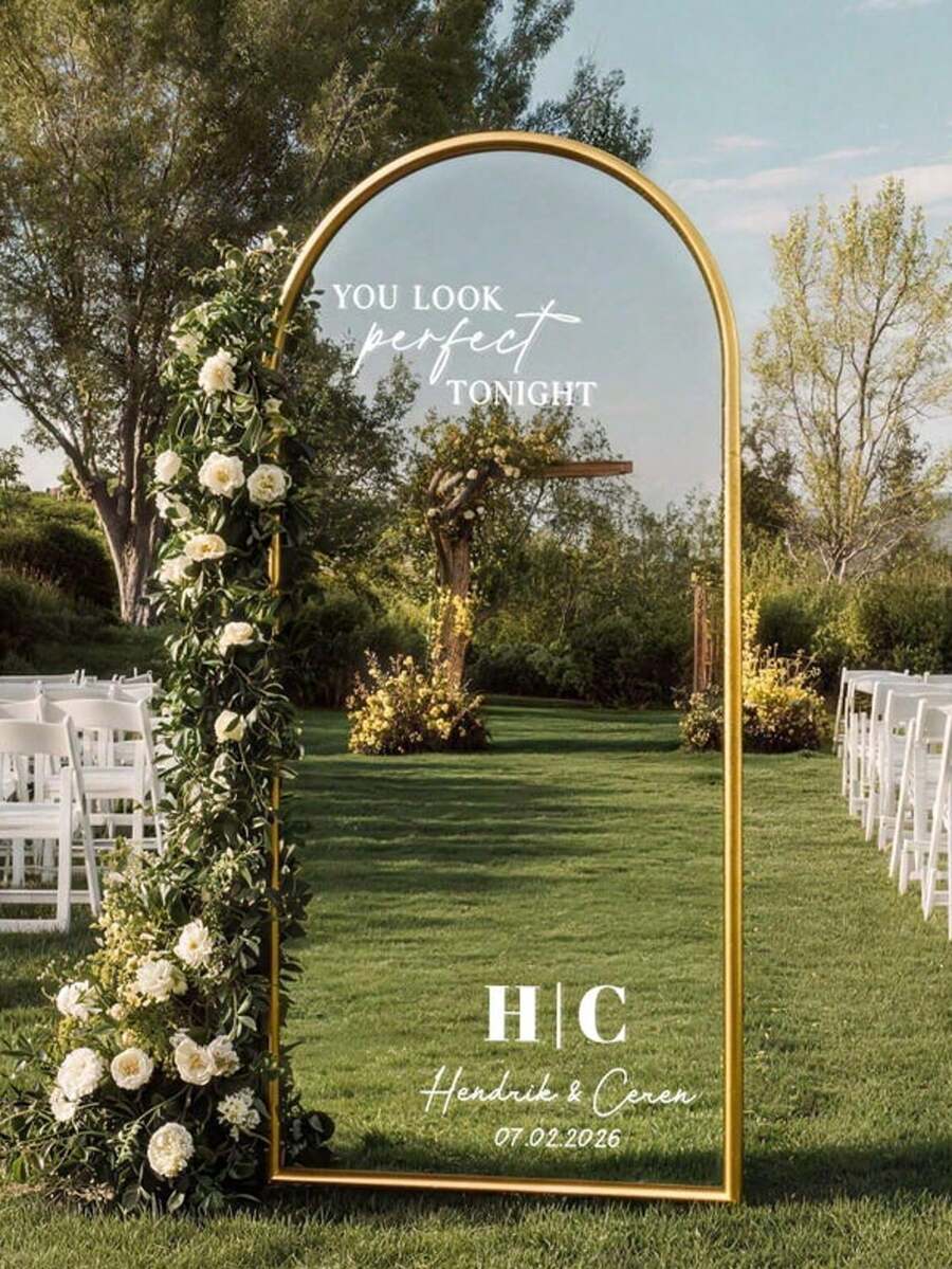 客製化鏡面貼紙婚禮裝飾-婚禮標誌裝飾 DIY 婚禮貼紙-鏡面貼紙歡迎來到婚禮-客製化鏡面字母貼紙-新婚燕爾-婚禮婚姻裝飾/現代婚禮歡迎標誌 - 彩色 - 查看 1