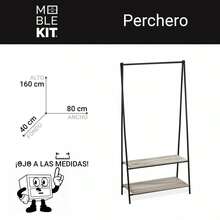 KIWI MOBLEKIT | Free-Standing And Expandable Clothes Racks In Metal And Wood, Clothing With Adjustable Options, With Wheels Or Shelves, Organizers For Bedroom, Entryway And Home - 黑色置物架 80x40x160厘米 - 查看 3