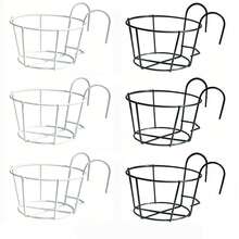 3/5/6/7/8/10/12pcs Fashionable Round Metal Hanging Planters - Suitable For Balcony, Garden And Indoor Decoration, Can Grow Succulents And Green Plants On Hanging Racks - A - View 23