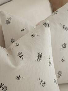 1pc Modern Pastoral Country Vintage Style Chenille Jacquard Washable Machine Washable Pillowcase Suitable For Sofa Bedroom Living Room Home Decor - Small White Roses - View 3