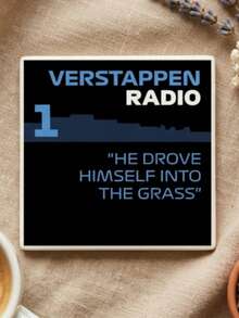1個 10cm*10cm 陶瓷杯墊 Verstappen F1 Radio TR 風格 趣味賽車防滑耐熱吸水杯墊，適用於晚餐、下午茶或早餐 - 藍色 - 查看 1
