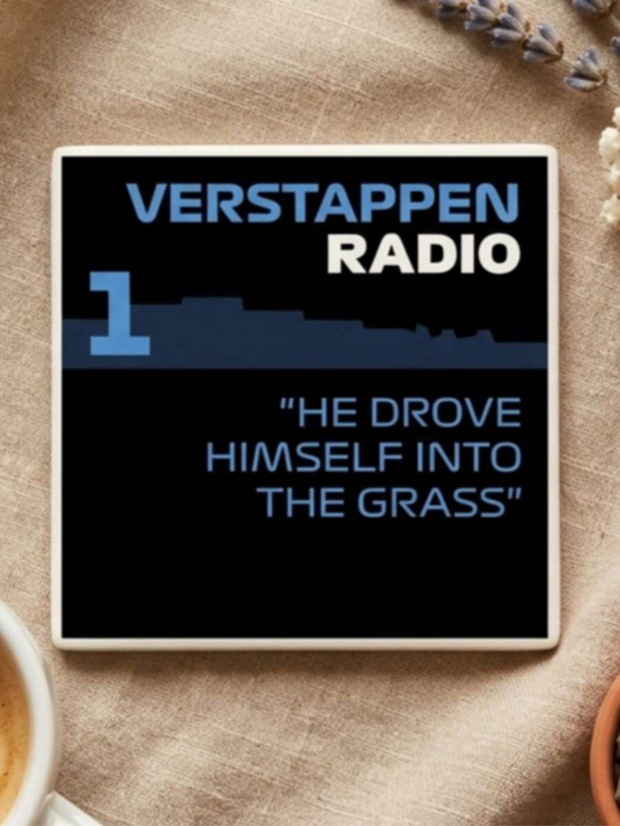 1個 10cm*10cm 陶瓷杯墊 Verstappen F1 Radio TR 風格 趣味賽車防滑耐熱吸水杯墊,適用於晚餐、下午茶或早餐 - 藍色 - 查看 1