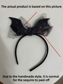 1pc Halloween Black Bat Headband, Atmospheric Party Costume Prop, Photo Prop - A - View 6