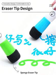 1 Set 12 Colors Whiteboard Markers With Sponge Eraser Head, Minimalist Large Capacity Smooth Ink Flow For Office, Meeting, Children Early Education, Erasable Dry Erase Markers - Whiteboard Marker - View 5