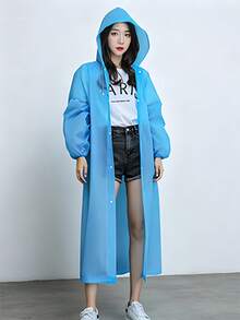 Minimalist Odorless Adult Raincoat, Upgraded Thickened Version, Suitable For Heavy Rain, Foldable, Space-Saving EVA Rain Cape For Travel, Suitable For Daily Commute, Essential Camping Travel Outerwear For Women - Raincoat - View 12