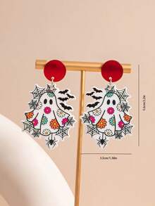 1 Pair Halloween Creative Spider, Flower, Ghost Pendant Earrings For Women, Suitable For Holiday Wear - Multicolor - View 5