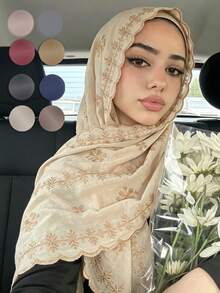 1pc Women's Bohemian Style Handmade Embroidered Floral Scarf, Fashionable Luxury Headwear, Suitable For Festivals And Beach Hairband - Multicolor - View 12