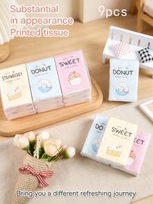 24 Packs Cute Cartoon Print Facial Tissue Set, Mini Pocket Tissues, Wedding Favor Tear Wipes, Bride & Groom Birthday Party Soft Makeup Protection Towels (Random Color) - Thickened Version - View 13