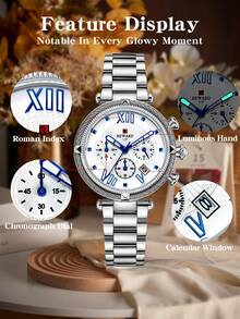Reward Women Quartz Watch Luxury Fashion Stainless Steel Bracelet Waterproof With Box Elegant Business Casual Wear Retro Rectangle Relogio - Silver - View 8