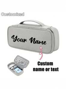 1pc Customizable Names Electronic Travel Organizer With Cable Storage Compartment, Personalized Storage Bag, Customizable Name. Electronic Storage Bag With Cable Management Compartments- With A Zipped Pocket. Portable And Suitable For Chargers - Multicolor - View 8