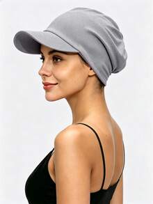 CONFLASS 1pc Women's Thick Striped Fabric Duck Bill Cap Headscarf Hat, Outdoor Travel Sun Protection Hat, Suitable For Daily Use - Multicolor - View 7