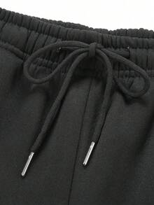 Women's Winter Solid Color Fleece Lined Outdoor Casual Pants, Versatile Long Pants For Home, Office, Party - Black - View 8