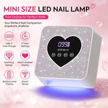 مصباح أظافر UV LED محمول بدون سلك 21 LED لأظافر الجل، ضوء UV قابل للشحن، مجفف أظافر احترافي مع 4 مؤقتات، مستشعر تلقائي ووضع حساس للتجفيف السريع، Diamond - وردي - مشاهدة 3