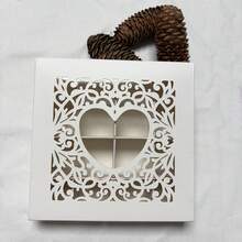 Heart-Shaped Hollow Window Candy Box, White Floral Pattern Baking Box, 16 Compartments, Suitable For Making Desserts, Applicable For Kitchen Baking. Handmade Pastries And Dried Fruits, Chocolate Gift Box. Baking Gift Box. Wedding Souvenir Box. Birthday Party And Theme Party Gift Box. - View 5