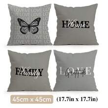 4 piezas Fundas de almohada con patrón de texto minimalista y acogedor sin rellenos, fundas de almohada impresas en un solo lado, adecuadas para sala de estar, dormitorio, decoración del hogar, fundas de almohada para todas las estaciones - Multicolor - Ver 12