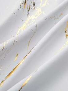1pc Blackout Curtain Living Room Gold Marble Pattern, Curtain Marble Pattern Panel Suitable For Bedroom, Thermal Insulated Curtain Suitable For Home Office Grommet Top - White - View 7