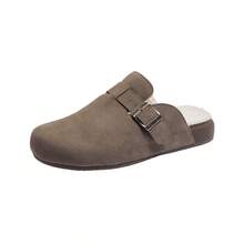 CAMEL CROWN Ken Shoes 男士真皮內裡羊羔毛套腳式包頭拖鞋 半穆勒鞋 - 灰色 - 查看 6