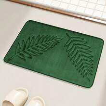 1 pieza Alfombra con patrón de hojas, moderna de fibra de poliéster rectangular texturizada absorbente adecuada para sala de estar, dormitorio, cocina, patio - Verde - Ver 5