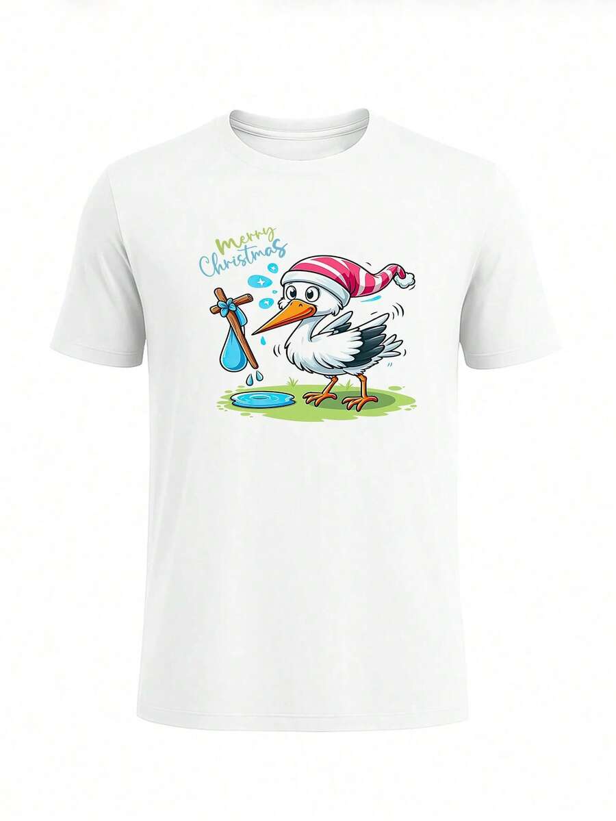 Men Letter Print T-Shirt Regular Fit Soft Cotton Tee - 白色 - 查看 1