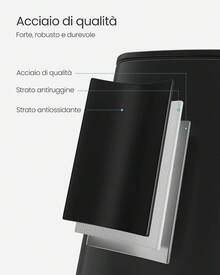 SONGMICS Pattumiera da Cucina, Cestino da 20 L, Cestino a Pedale in Acciaio, con Secchio Interno, Chiusura Morbida e Resta Aperto, Beige Sabbia LTB592A02 I3DP - Inchiostro nero - Visualizzare 4