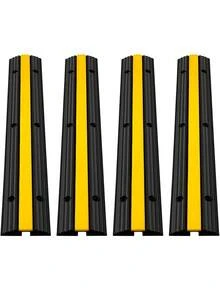 4 Pack Of 1-Channel Rubber Protector Ramps Heavy Duty 22046Lbs Load Capacity Wire Cord Cover Ramp Speed Bump Driveway Hose Ramp Protective Cover - Default - View 4