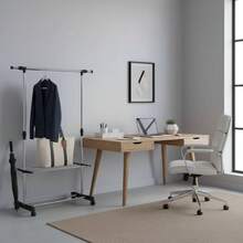KIWI MOBLEKIT | Free-Standing And Expandable Clothes Racks In Metal And Wood, Clothing With Adjustable Options, With Wheels Or Shelves, Organizers For Bedroom, Entryway And Home - 可擴展尺寸 89x145x43x90-160 厘米 - 查看 7