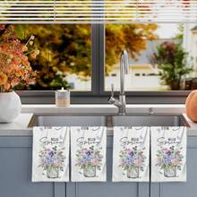 2/4/48pcs Spring Vase Watercolor Floral Print Kitchen Towels - Ultra Soft, Absorbent Polyester Dishcloths And Hand Towels, Perfect For Holiday Decor, Kitchen Decor, Party Decor - Multicolor - View 12