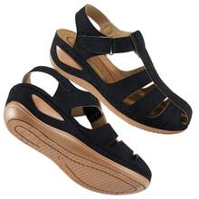 Women's Summer Platform Blue Sandals,Women's Closed Toe Comfort Sandals With Arch Support ,Breathable Non-Slip Flat Sandals With Hook-And-Loop - Blue - View 11