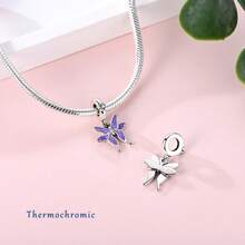1pc S925 Sterling Silver Butterfly Pendant Bead, Multiple Gradient Colorful Enamel & Cubic Zirconia Butterfly Designs, Transparent Wings With Exquisite Rhinestones, Comes With Gift Box, Suitable For Bracelets & Necklaces, Romantic Girly Style, For Handmade DIY Jewelry Making & Daily Gift Wearing - Multicolor - View 11