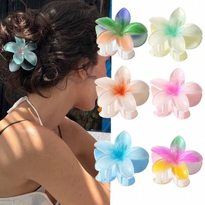 Kẹp tóc càng cua hoa Plumeria 8cm 4/1 cái cho tóc búi sau đầu và kẹp bên, màu tím, nhiều bảng màu gradient mềm tươi mới, phong cách boho đi biển, phối hợp hoàn hảo với váy và bikini, lựa chọn tuyệt vời cho du lịch biển, trang điểm hàng ngày và kiểu tóc thường ngày, có thể dùng làm quà tặng phụ kiện tóc dễ thương