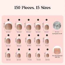 Beetles 150Pcs Brown French Tip Press On Nails, Short Square Fake Nails, Acrylic Full Cover Nail Tips, Reusable 15 Sizes For DIY Manicure Women - 150Pcs Brown Short Square - 查看 4