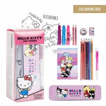 Hello Kitty Cerdá 和朋友們女孩著色文具套裝 - 官方授權，金屬盒尺寸 18.4 x 4.8 x 2 厘米，內含彩色鉛筆、馬克筆和筆記本，返校必備好禮 - 選項 6 - 查看 2