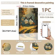 1pc Canvas Wall Art, Framed Wall Decor, Vintage Oil Painting Of Two Ghosts Wearing Wizard Hats And Riding Brooms In Autumn Forest, Atmospheric Halloween Canvas Poster, Dark Academia Vintage Aesthetic Wall Decor, Suitable For Modern Home Decoration - Ghost Witch - View 13