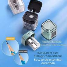 1/2/4pcs Single Hole Premium Student Pencil Sharpener, Durable And Easy To Clean, With Cover To Prevent Mess, Compact Desktop Stationery Design, Suitable For Office, Pink, Gray, White, Green, Home And School, Manual Pencil/Eyebrow Pencil Sharpener, Random Style - Style 1 - View 4