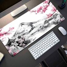 Japanese-Style Cherry Blossom & Mountain XXL Mouse Pad (35.4 X 15.7 In) – Extended Desk Mat For Wireless Mouse & Keyboard; Features Smooth Edges And Non-Slip Base; Suitable For Office, Home, And Gaming Use - Mouse Pad - View 1